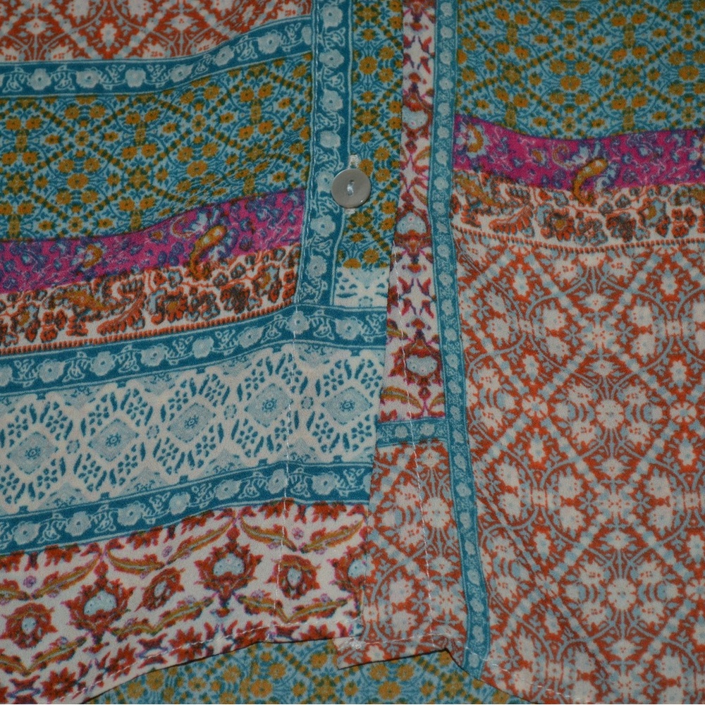 Women’s Rose & Olive Patchwork Button Down Blouse… - image 8